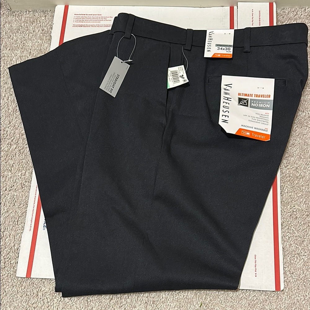 Van Heusen Brand New with tags, straight fit Black Dress Pants 34x30